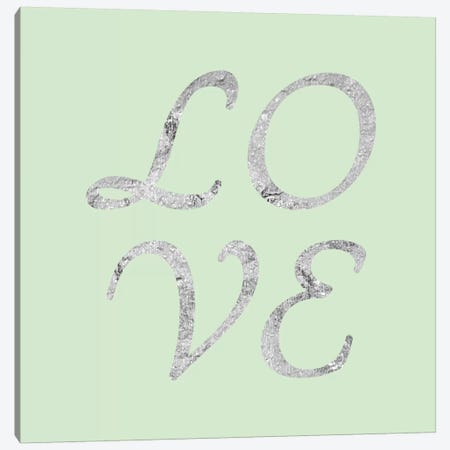 "Love" Gray on Green Canvas Print #LTL35} by 5by5collective Canvas Artwork