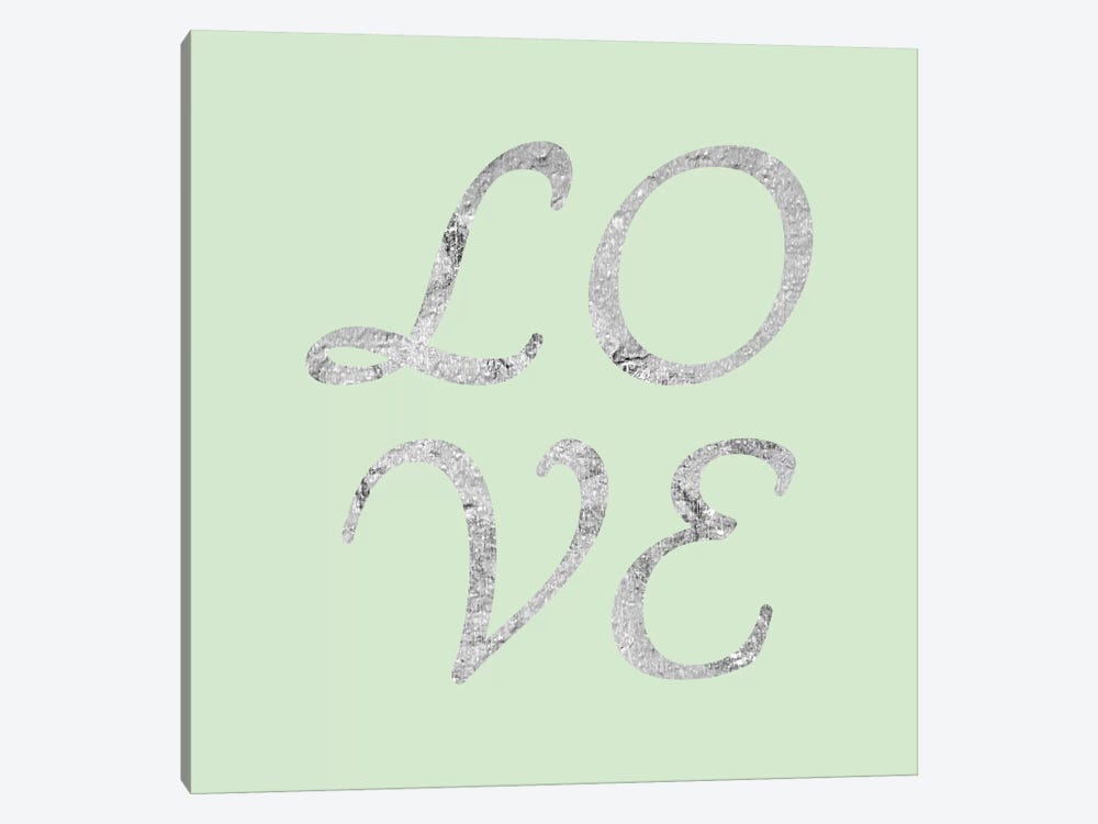 "Love" Gray on Green by 5by5collective 1-piece Canvas Artwork