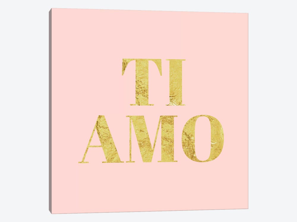 "Ti Amo" Yellow on Pink by 5by5collective 1-piece Art Print