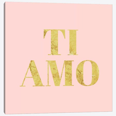 "Ti Amo" Yellow on Pink Canvas Print #LTL38} by 5by5collective Canvas Art Print