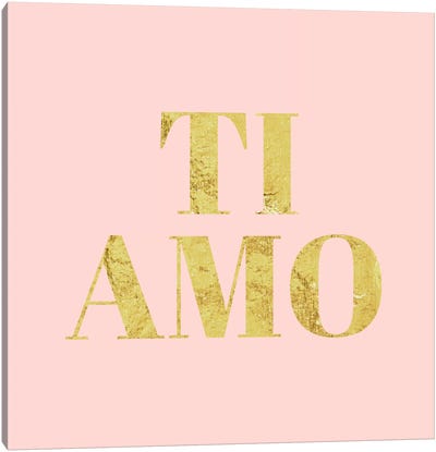 "Ti Amo" Yellow on Pink Canvas Art Print
