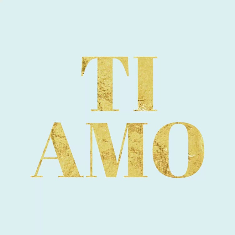 "Ti Amo" Yellow on Light Blue