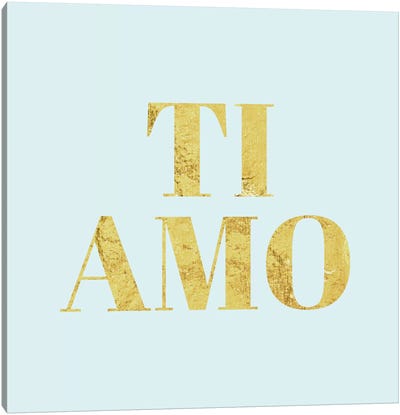 "Ti Amo" Yellow on Light Blue Canvas Art Print - Love International