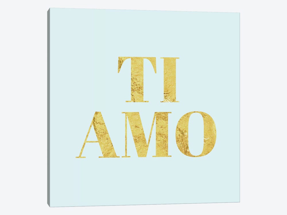 "Ti Amo" Yellow on Light Blue by 5by5collective 1-piece Canvas Art
