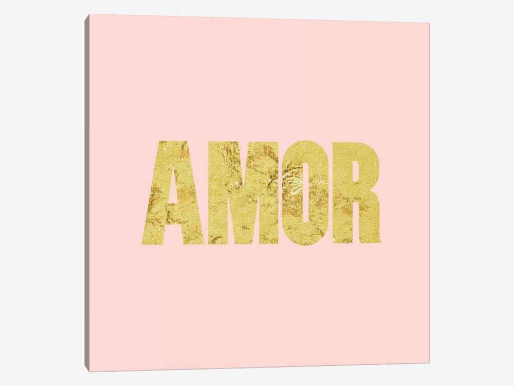 "Amor" Yellow on Pink by 5by5collective 1-piece Art Print