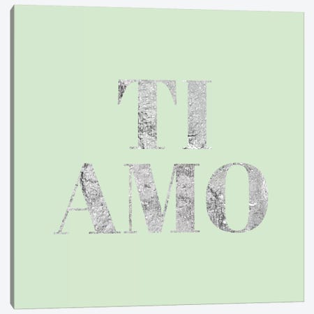 "Ti Amo" Gray on Green Canvas Print #LTL40} by 5by5collective Canvas Wall Art