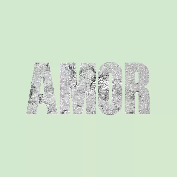 "Amor" Gray on Light Green