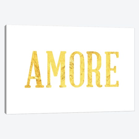 "Amore" Yellow on White Canvas Print #LTL6} by 5by5collective Canvas Art