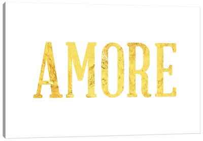 "Amore" Yellow on White Canvas Art Print - Love International