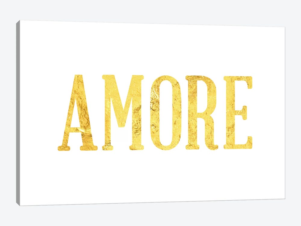 "Amore" Yellow on White by 5by5collective 1-piece Canvas Artwork