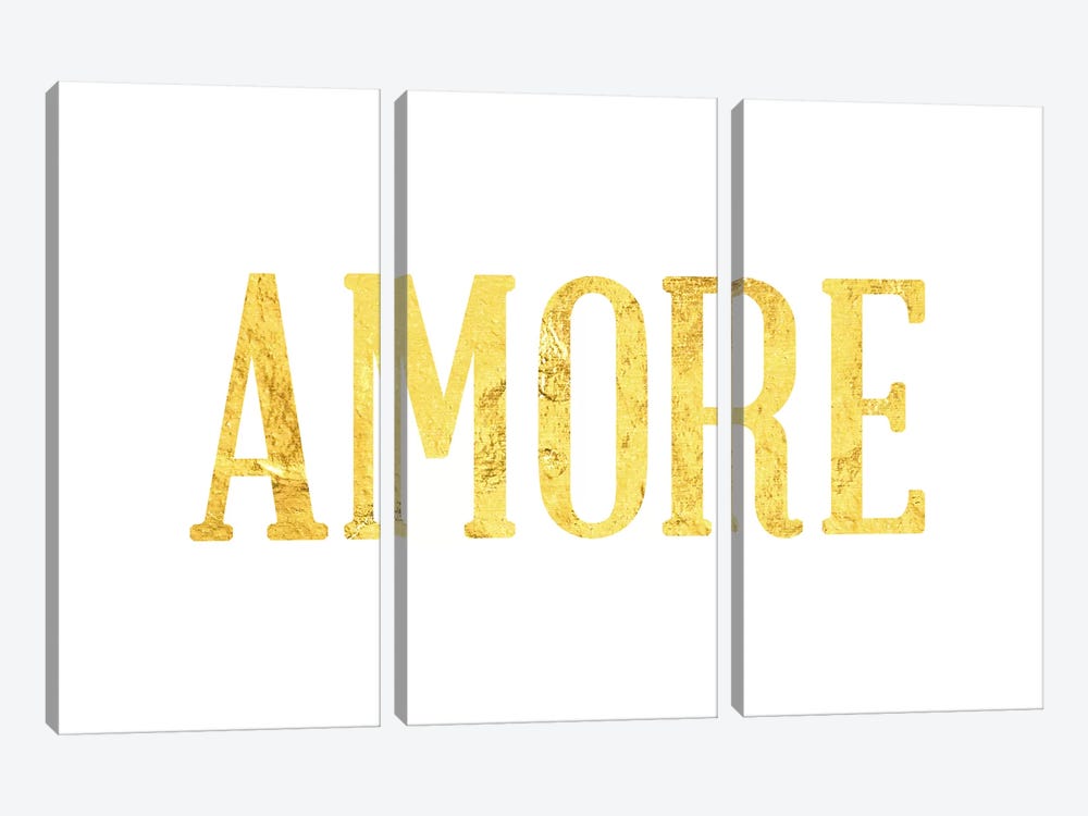 "Amore" Yellow on White by 5by5collective 3-piece Canvas Wall Art