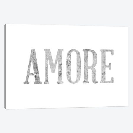 "Amore" Gray on White Canvas Print #LTL7} by 5by5collective Canvas Artwork