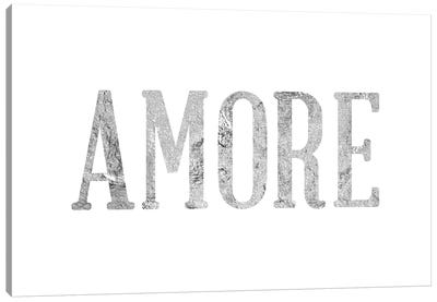 "Amore" Gray on White Canvas Art Print - Love Typography