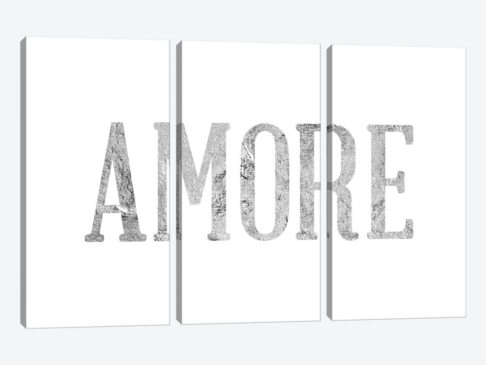 "Amore" Gray on White by 5by5collective 3-piece Art Print