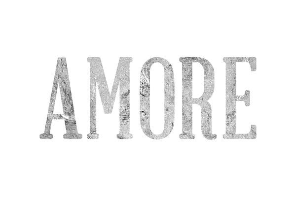 Silver: "Amore" Gray on White by 5by5collective