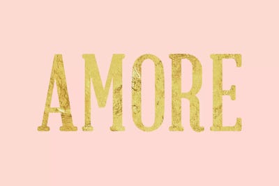 "Amore" Yellow on Pink by 5by5collective canvas print