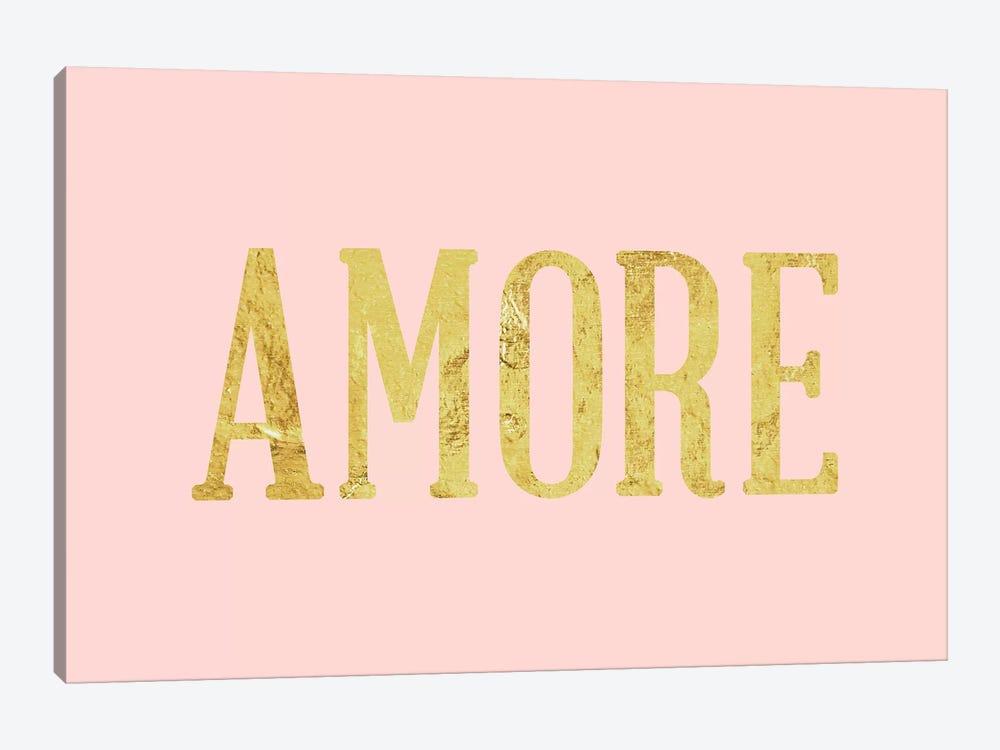 "Amore" Yellow on Pink by 5by5collective 1-piece Canvas Wall Art