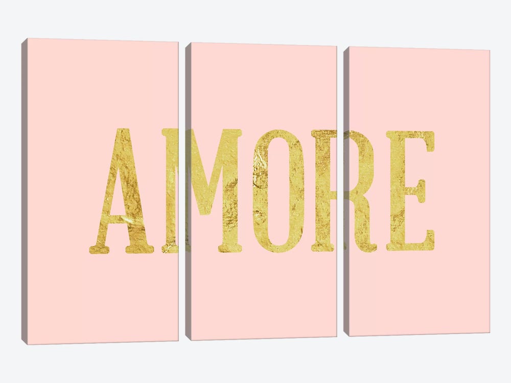 "Amore" Yellow on Pink by 5by5collective 3-piece Canvas Art