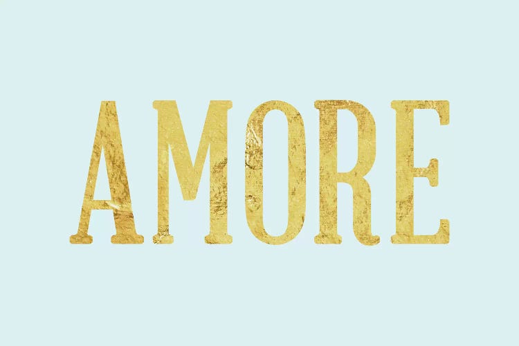 "Amore" Yellow on Light Blue