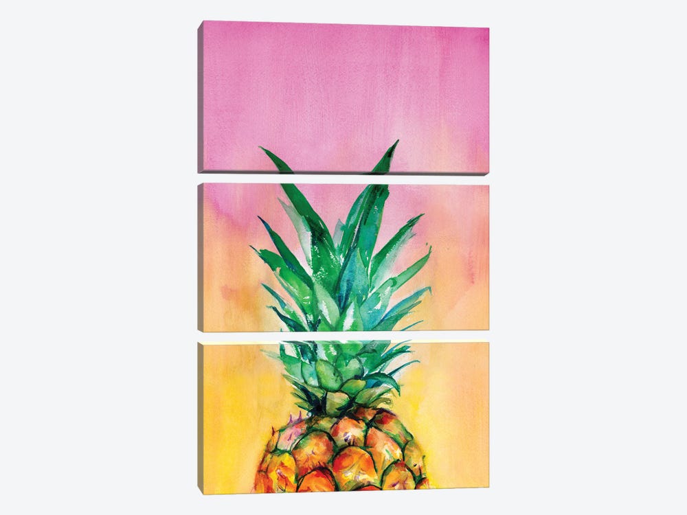 Ombre Pineapple by Christine Lindstrom 3-piece Canvas Artwork