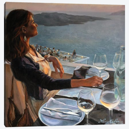 Santorini Canvas Print #LTV13} by Larissa Abtova Canvas Art Print
