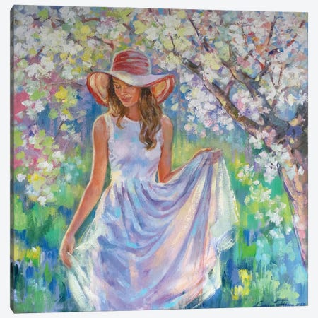 Under The Cherry Blossom Canvas Print #LTV14} by Larissa Abtova Canvas Wall Art