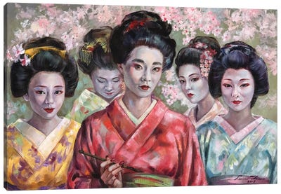 Geisha's Canvas Art Print - Cherry Blossom Art