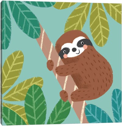 Jungle Sloth III Canvas Art Print - Sloth Art