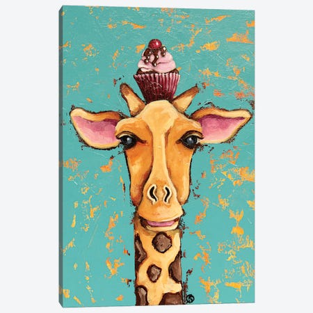 Giraffe With Cherry on Top Canvas Print #LUC14} by Lucia Stewart Canvas Wall Art
