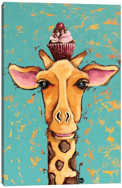 Giraffe With Cherry on Top Canvas Art Print