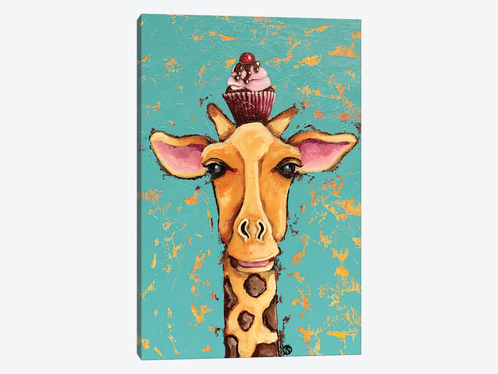 Giraffe With Cherry on Top by Lucia Stewart 1-piece Art Print