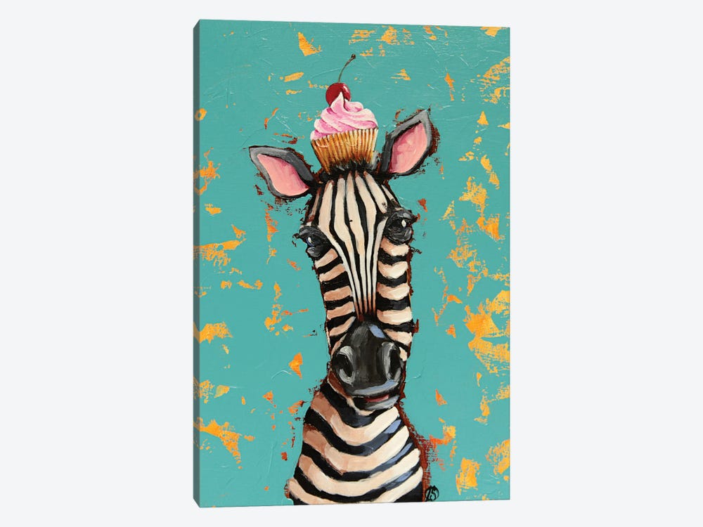 Zebra With Cherry Cupcake by Lucia Stewart 1-piece Canvas Wall Art