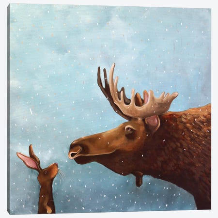 Moose and Rabbit Canvas Print #LUC8} by Lucia Stewart Art Print
