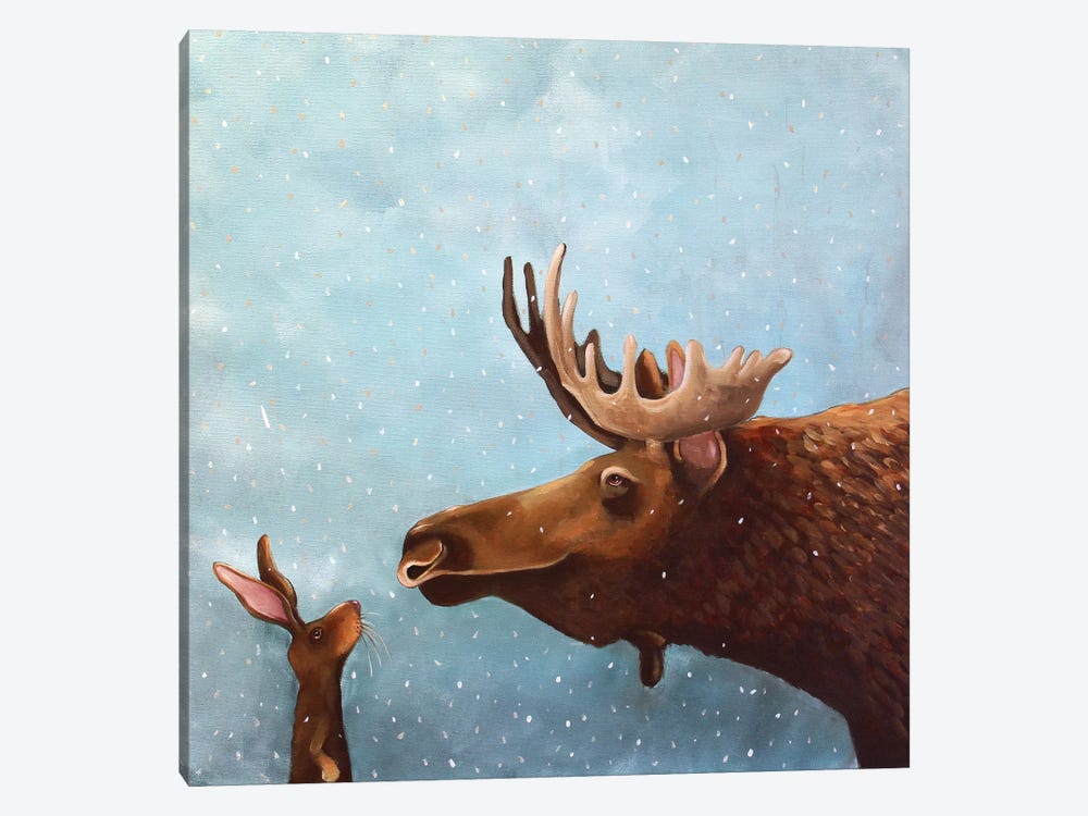 Moose and Rabbit by Lucia Stewart 1-piece Canvas Wall Art