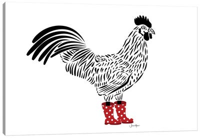 Chicken In Boots Canvas Art Print - Chicken & Rooster Art