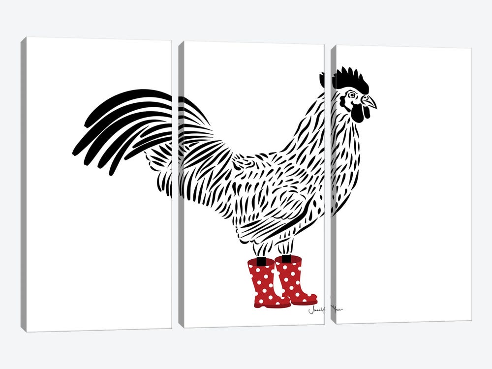 Chicken In Boots by LouLouArtStudio 3-piece Canvas Artwork