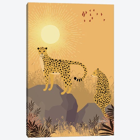 Cheetah Safari Canvas Print #LUL111} by LouLouArtStudio Canvas Wall Art