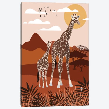 Giraffe Safari Canvas Print #LUL112} by LouLouArtStudio Canvas Wall Art
