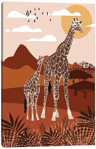 Giraffe Safari Canvas Art Print - LouLouArtStudio
