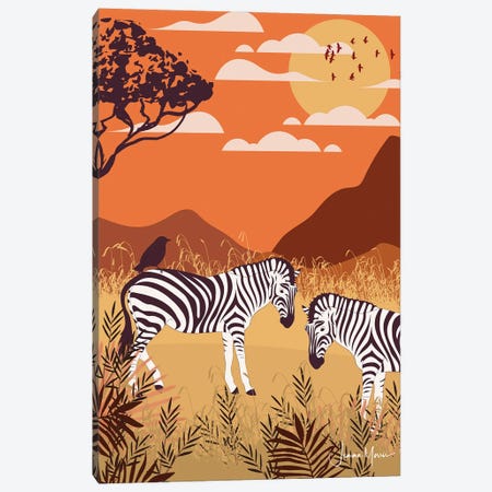 Zebra Safari Canvas Print #LUL113} by LouLouArtStudio Canvas Art