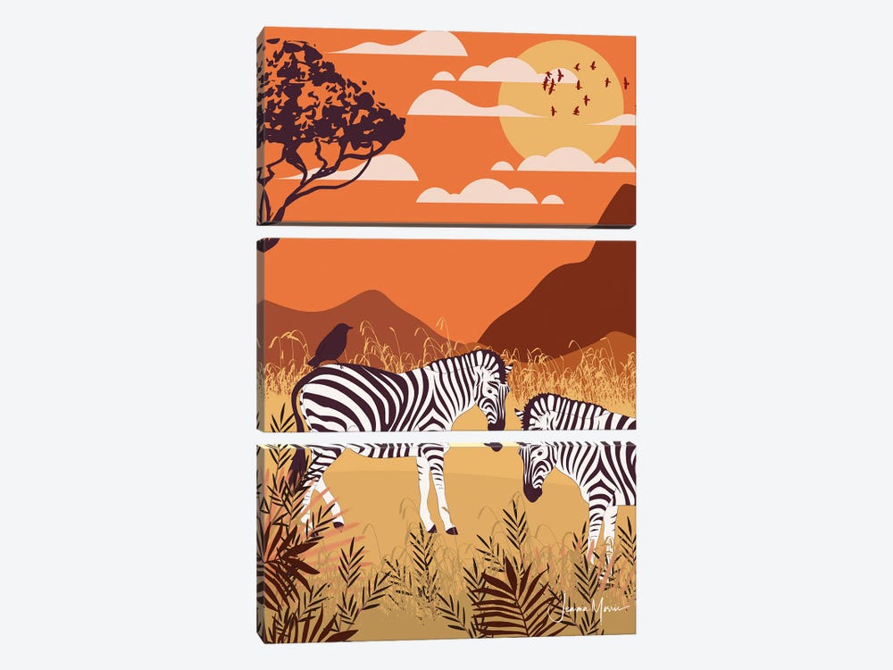 Zebra Safari by LouLouArtStudio 3-piece Canvas Art Print