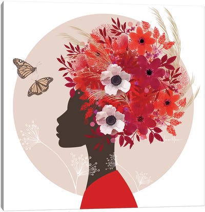 Floral Headdress Canvas Art Print - LouLouArtStudio