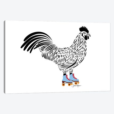 Chicken In Roller Skates Canvas Print #LUL127} by LouLouArtStudio Canvas Wall Art