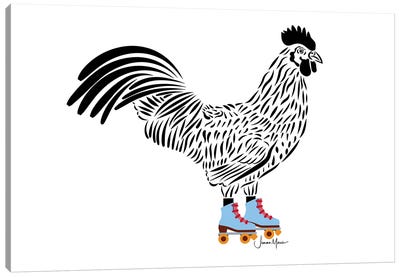 Chicken In Roller Skates Canvas Art Print - LouLouArtStudio