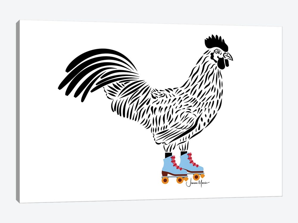Chicken In Roller Skates by LouLouArtStudio 1-piece Canvas Art