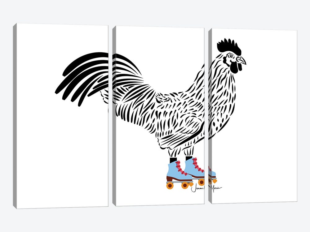Chicken In Roller Skates by LouLouArtStudio 3-piece Canvas Artwork