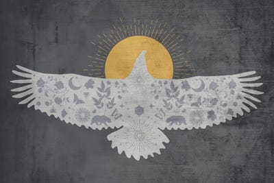 Eagle Of The Sun by LouLouArtStudio framed canvas print