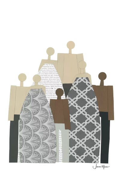 LouLouArtStudio: Diverse Family Of Seven Portrait by LouLouArtStudio