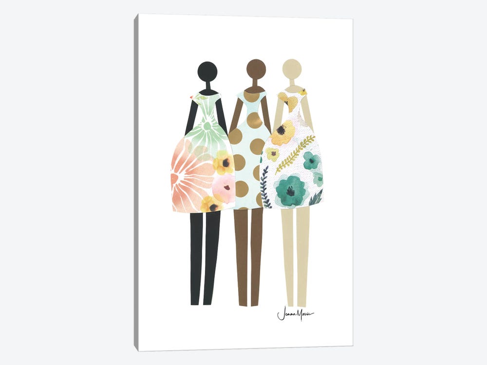 Diverse Fashion Dolls In Pastel by LouLouArtStudio 1-piece Canvas Wall Art