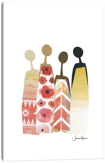 Diverse Friends In Yellow & Red Canvas Art Print - Diversity